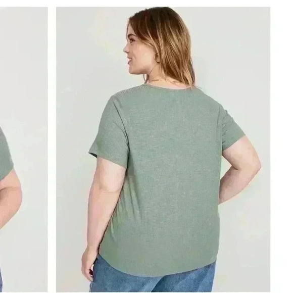 Olive Colored Luxe Ribbed Slub-Knit T-Shirt Old Navy Women's XXL - Picture 2 of 5